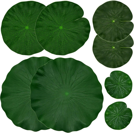 Artificial Floating Foam Lotus Leaves Decor for Pond Aquarium and Stage Realistic Lotus Foliage Green Plant for Fish Pool Decoration Pack of 8, 4 Sizes (10, 15, 20, 28cm)