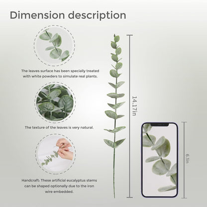 18pcs Eucalyptus Stems Artificial Eucalyptus Leaves Stems