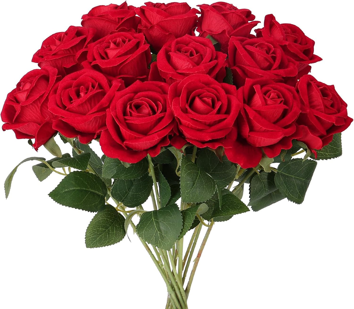 14PCS Red Roses Artificial Flowers, Fake Red Roses Bouquet