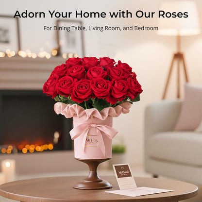 14PCS Red Roses Artificial Flowers, Fake Red Roses Bouquet