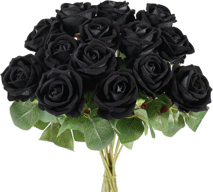 14PCS Red Roses Artificial Flowers, Fake Red Roses Bouquet