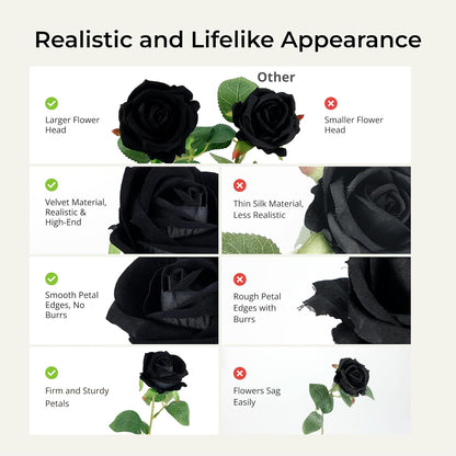 14PCS Red Roses Artificial Flowers, Fake Red Roses Bouquet