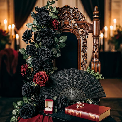 14PCS Red Roses Artificial Flowers, Fake Red Roses Bouquet