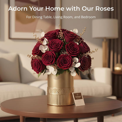 14PCS Red Roses Artificial Flowers, Fake Red Roses Bouquet