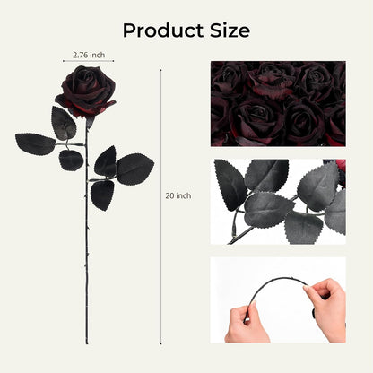 14PCS Red Roses Artificial Flowers, Fake Red Roses Bouquet