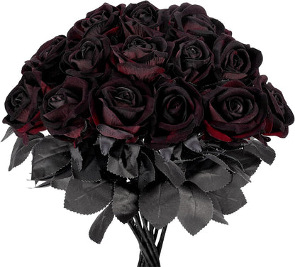 14PCS Red Roses Artificial Flowers, Fake Red Roses Bouquet
