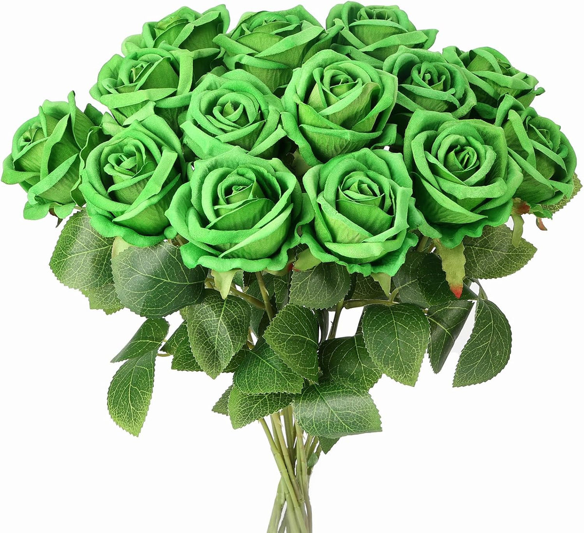 14PCS Red Roses Artificial Flowers, Fake Red Roses Bouquet