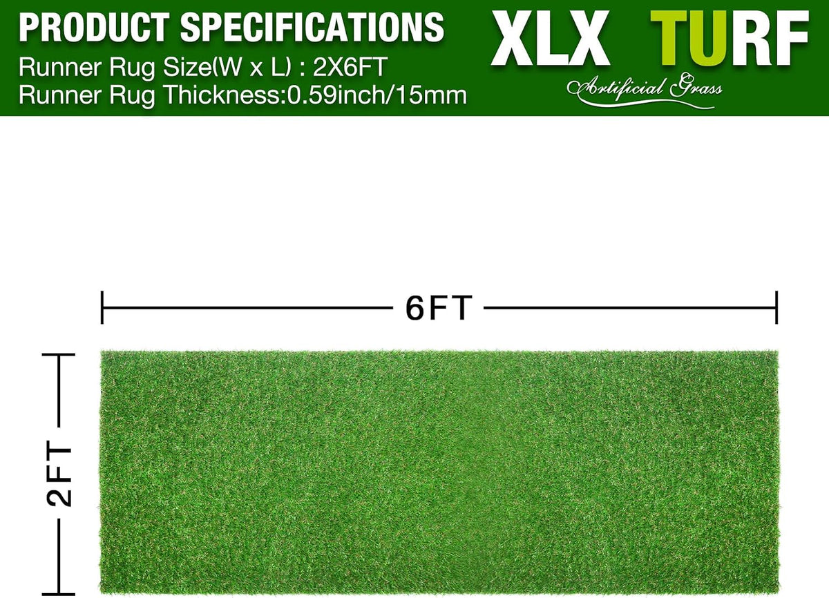 2FT X 6FT Artificial Turf Runner Rug Indoor Outdoor - Realistic Narrow Fake Grass Carpet Patio Balcony Floor Covering - Pets Friendly & Drainage Dog Grass Pad