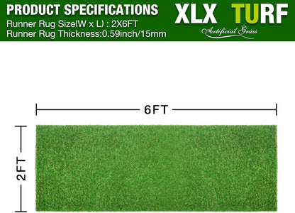 2FT X 6FT Artificial Turf Runner Rug Indoor Outdoor - Realistic Narrow Fake Grass Carpet Patio Balcony Floor Covering - Pets Friendly & Drainage Dog Grass Pad