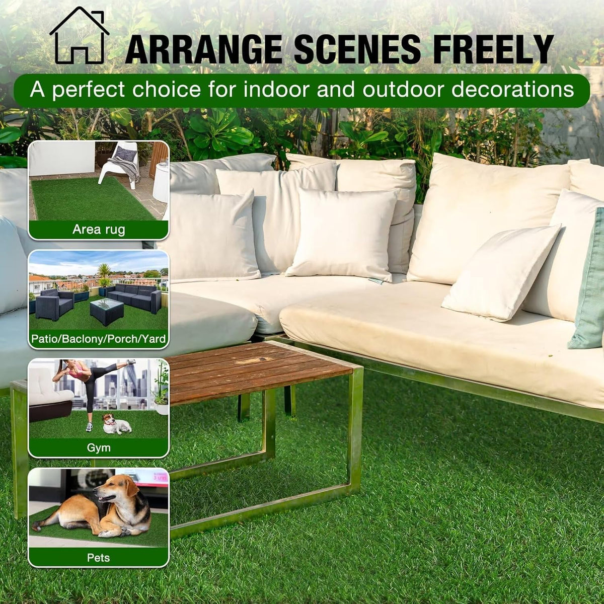 2FT X 6FT Artificial Turf Runner Rug Indoor Outdoor - Realistic Narrow Fake Grass Carpet Patio Balcony Floor Covering - Pets Friendly & Drainage Dog Grass Pad