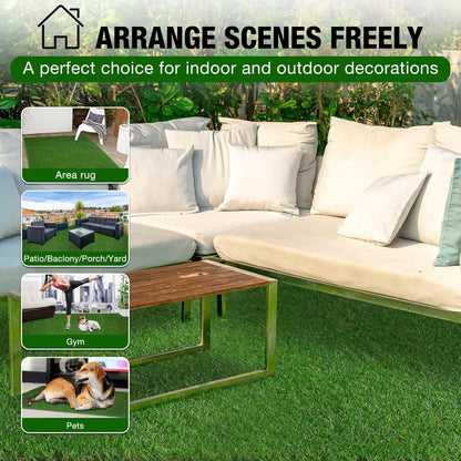 2FT X 6FT Artificial Turf Runner Rug Indoor Outdoor - Realistic Narrow Fake Grass Carpet Patio Balcony Floor Covering - Pets Friendly & Drainage Dog Grass Pad