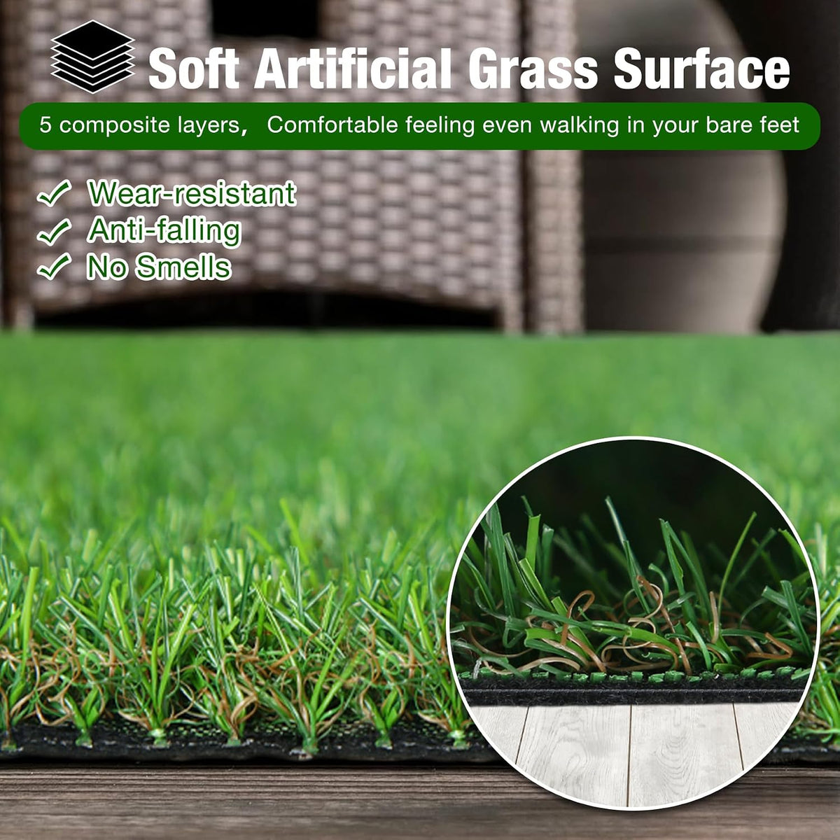 2FT X 6FT Artificial Turf Runner Rug Indoor Outdoor - Realistic Narrow Fake Grass Carpet Patio Balcony Floor Covering - Pets Friendly & Drainage Dog Grass Pad