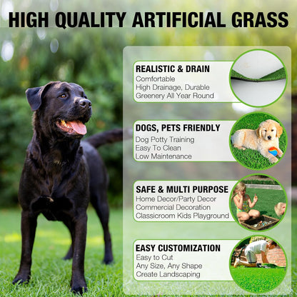 2FT X 6FT Artificial Turf Runner Rug Indoor Outdoor - Realistic Narrow Fake Grass Carpet Patio Balcony Floor Covering - Pets Friendly & Drainage Dog Grass Pad