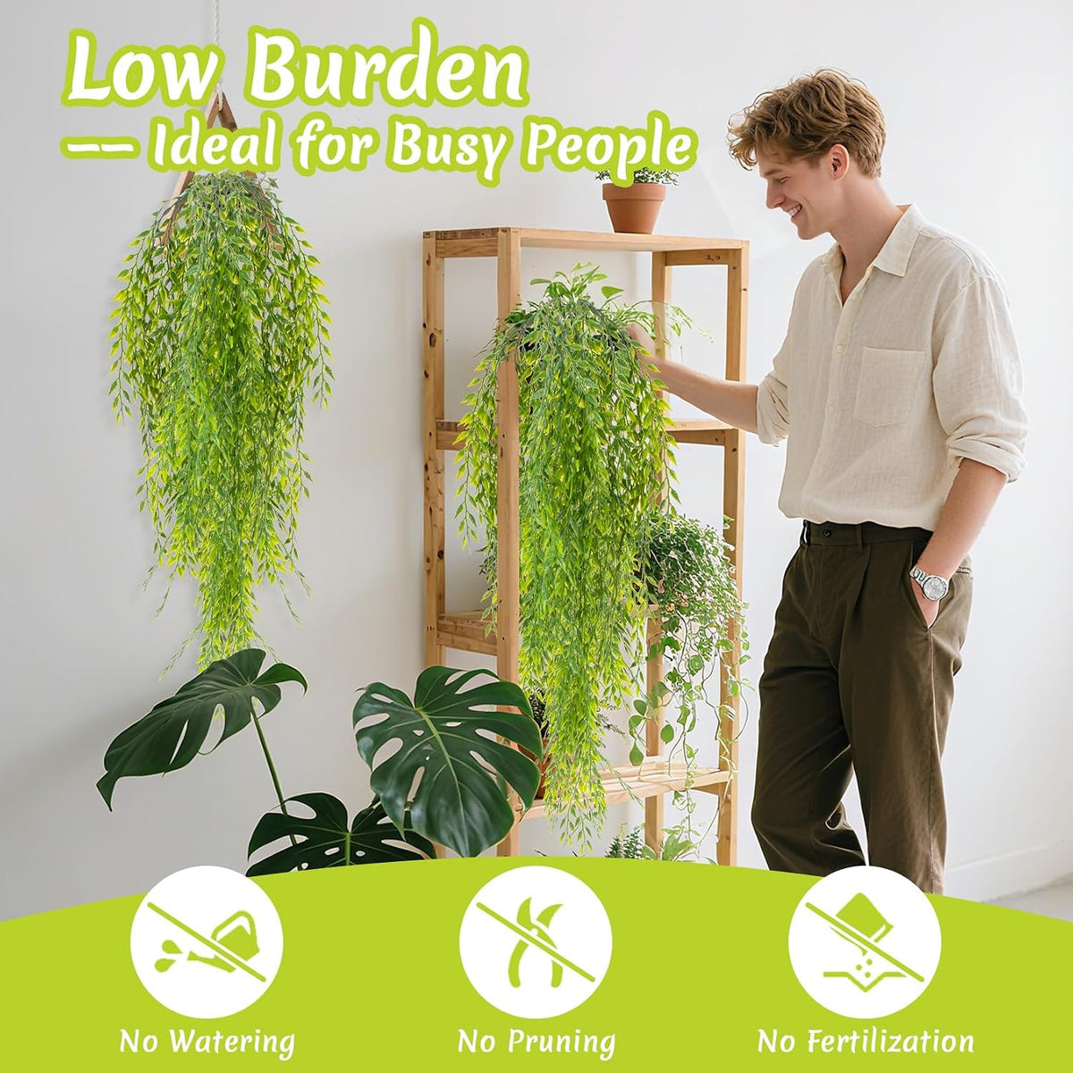 2PCS Fake Hanging Plants - Artificial Ivy Weeping Willow Vines