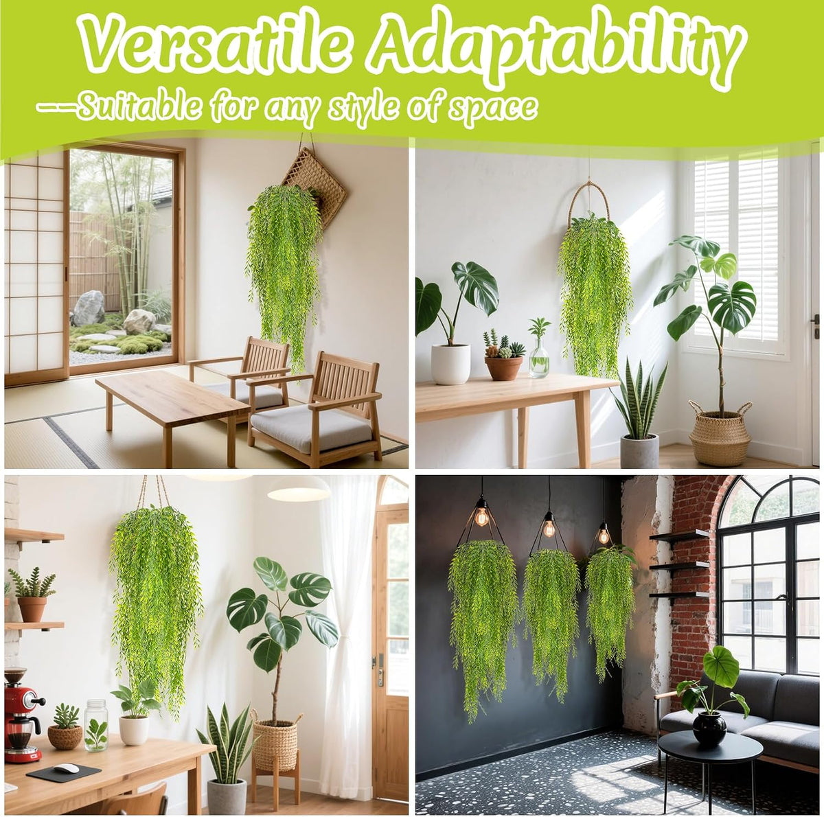 2PCS Fake Hanging Plants - Artificial Ivy Weeping Willow Vines