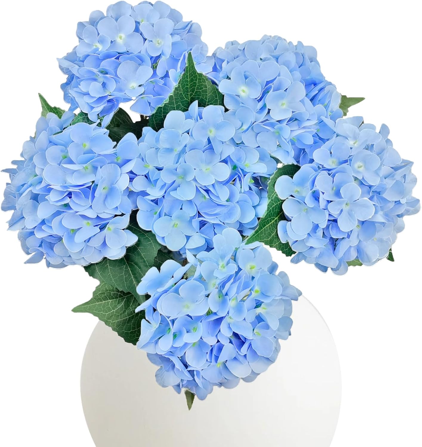 6PCS Blue Hydrangea Artificial Flowers, Bulk Silk Fake Flower with Stems, Faux Hydrangeas Bouquets for Home Décor, Wedding, Party, and Office Table Centerpieces.