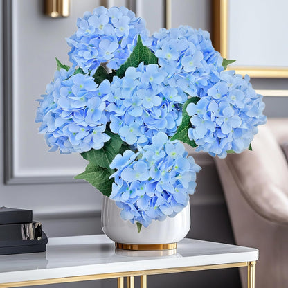 6PCS Blue Hydrangea Artificial Flowers, Bulk Silk Fake Flower with Stems, Faux Hydrangeas Bouquets for Home Décor, Wedding, Party, and Office Table Centerpieces.