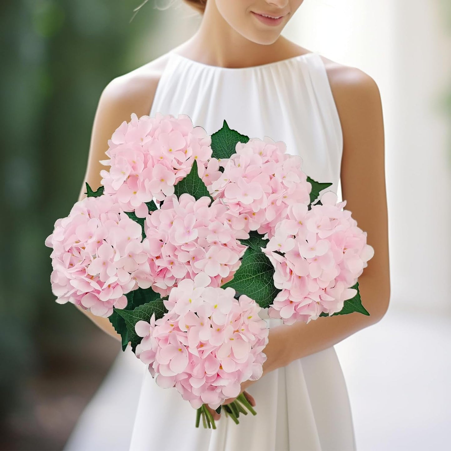6PCS Blue Hydrangea Artificial Flowers, Bulk Silk Fake Flower with Stems, Faux Hydrangeas Bouquets for Home Décor, Wedding, Party, and Office Table Centerpieces.