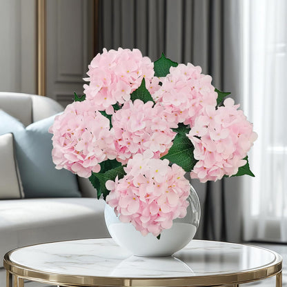 6PCS Blue Hydrangea Artificial Flowers, Bulk Silk Fake Flower with Stems, Faux Hydrangeas Bouquets for Home Décor, Wedding, Party, and Office Table Centerpieces.