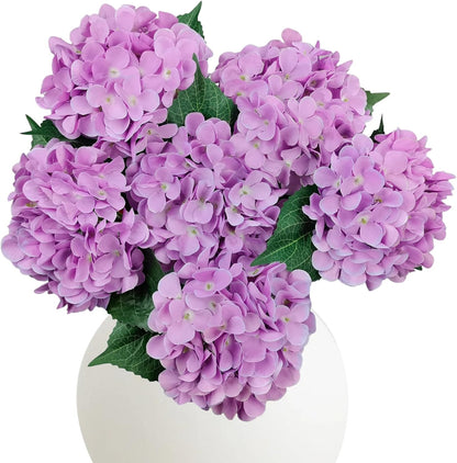 6PCS Blue Hydrangea Artificial Flowers, Bulk Silk Fake Flower with Stems, Faux Hydrangeas Bouquets for Home Décor, Wedding, Party, and Office Table Centerpieces.