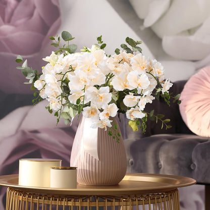 6 Pcs Artificial Orchid Stems 33.5" Tall 9 Large Petals Fake White Phalaenopsis Flower Arrangements for Home Wedding Living Room Table Centerpiece Office Table Decor White