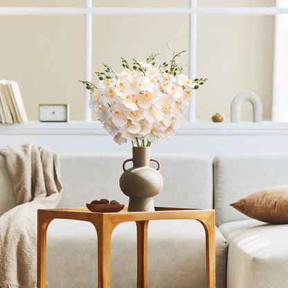 6 Pcs Artificial Orchid Stems 33.5" Tall 9 Large Petals Fake White Phalaenopsis Flower Arrangements for Home Wedding Living Room Table Centerpiece Office Table Decor White