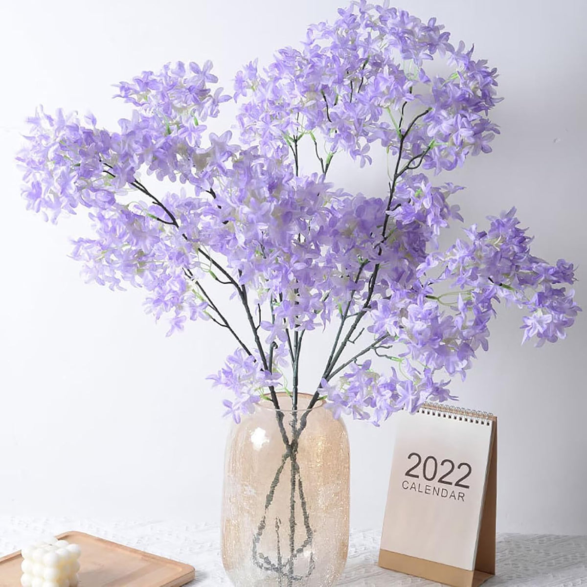 3Bundles Artificial Lilac Flowers Purple Silk Lilac Flowers Bouquet Faux Lilac Flowers with Stems Fake Lilac Flowers Arrangements for Indoor Outdoor Garden Wedding Home Decor