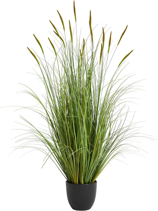 3ft 2-Pack Artificial Cattail Reed Grass, 35in Artificial Indoor Outdoor Fake Onion Grass Plant, Home Office Decorative Artificial Plants in Pot Faux Plant Greenery, Housewarming Gift, Green