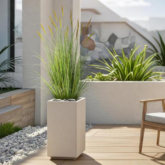 3ft 2-Pack Artificial Cattail Reed Grass, 35in Artificial Indoor Outdoor Fake Onion Grass Plant, Home Office Decorative Artificial Plants in Pot Faux Plant Greenery, Housewarming Gift, Green