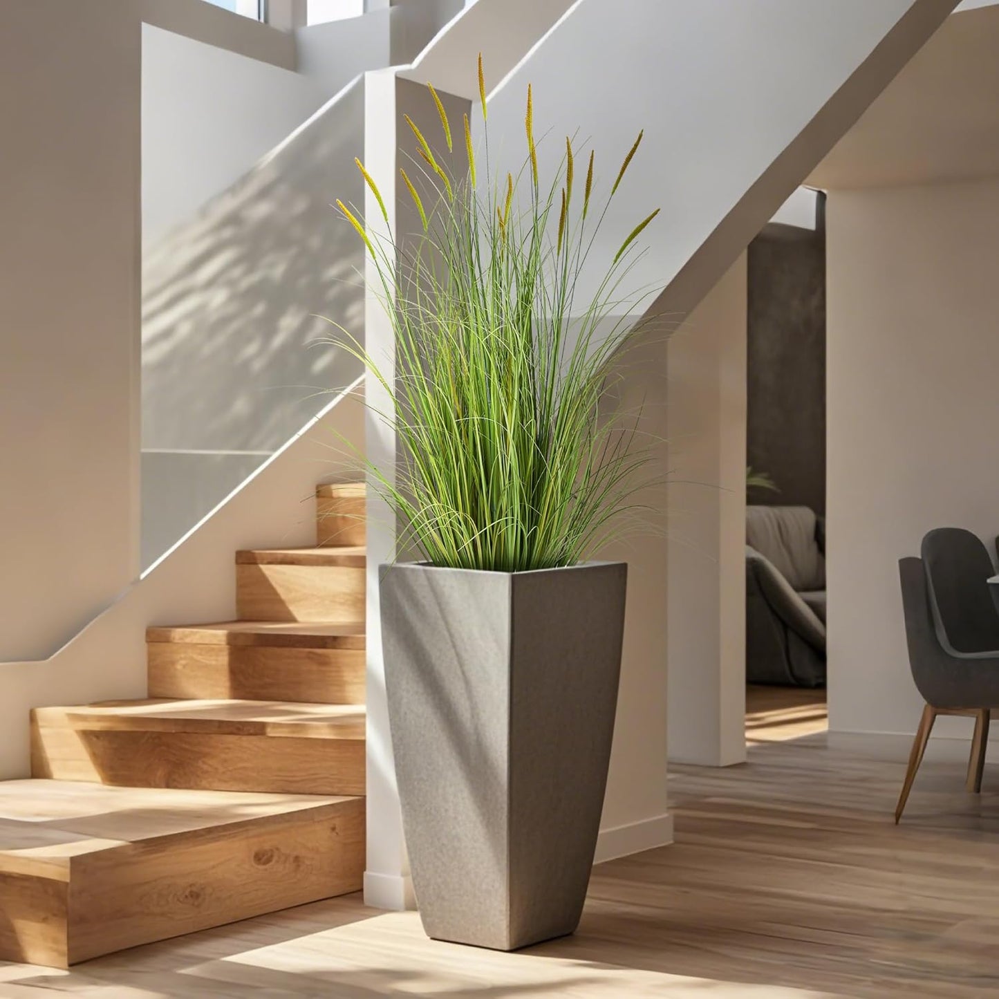 3ft 2-Pack Artificial Cattail Reed Grass, 35in Artificial Indoor Outdoor Fake Onion Grass Plant, Home Office Decorative Artificial Plants in Pot Faux Plant Greenery, Housewarming Gift, Green