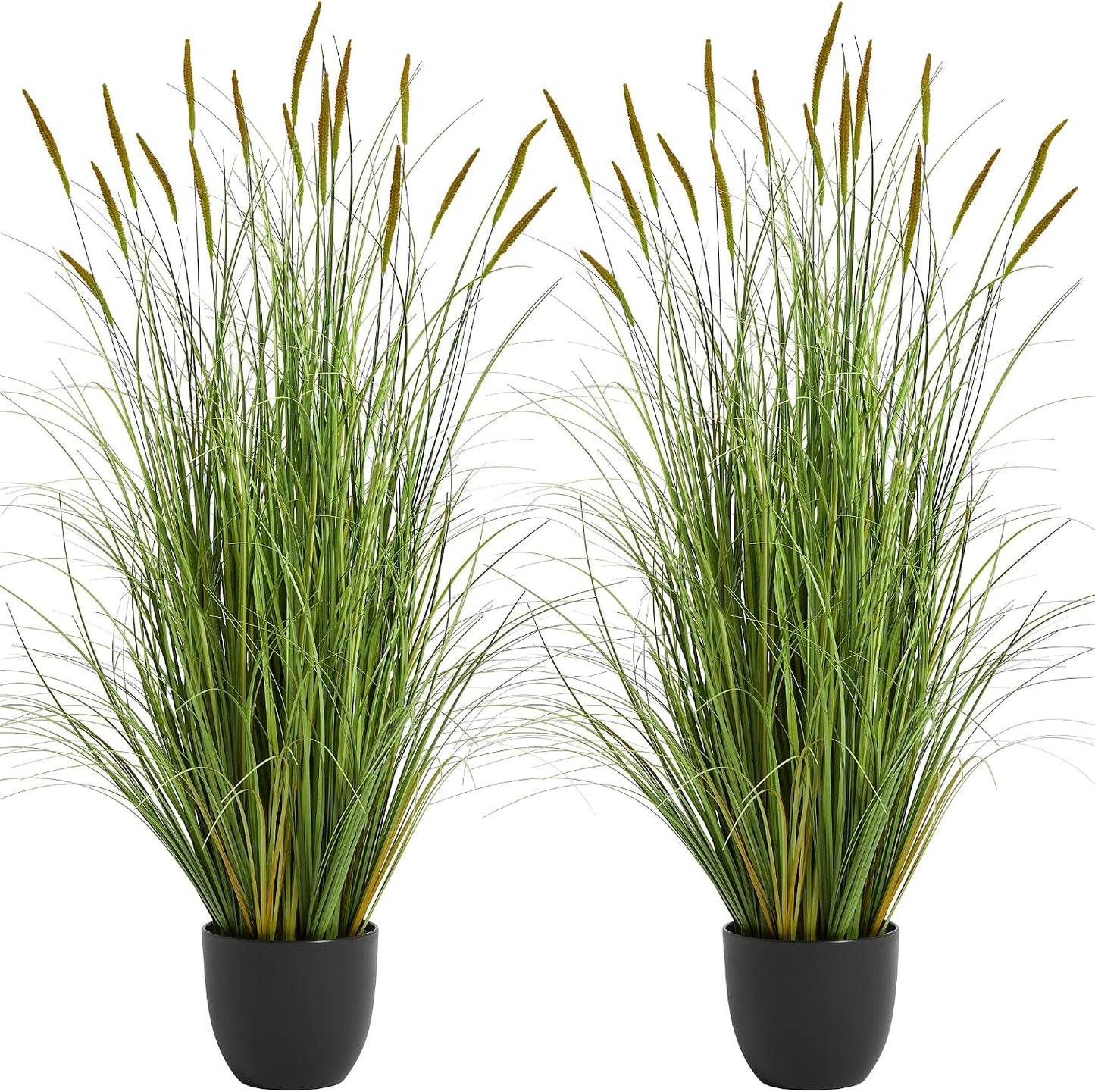 3ft 2-Pack Artificial Cattail Reed Grass, 35in Artificial Indoor Outdoor Fake Onion Grass Plant, Home Office Decorative Artificial Plants in Pot Faux Plant Greenery, Housewarming Gift, Green