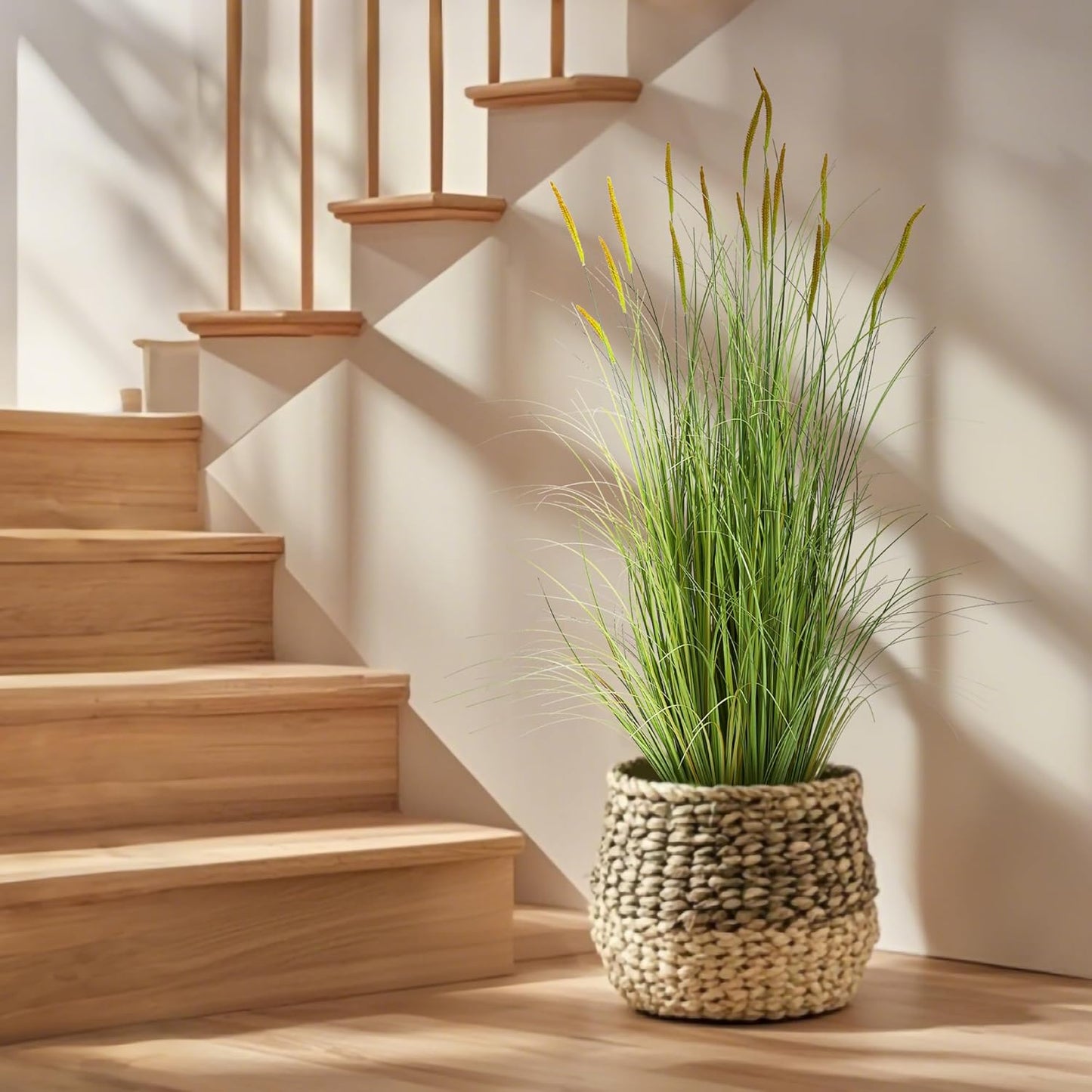 3ft 2-Pack Artificial Cattail Reed Grass, 35in Artificial Indoor Outdoor Fake Onion Grass Plant, Home Office Decorative Artificial Plants in Pot Faux Plant Greenery, Housewarming Gift, Green