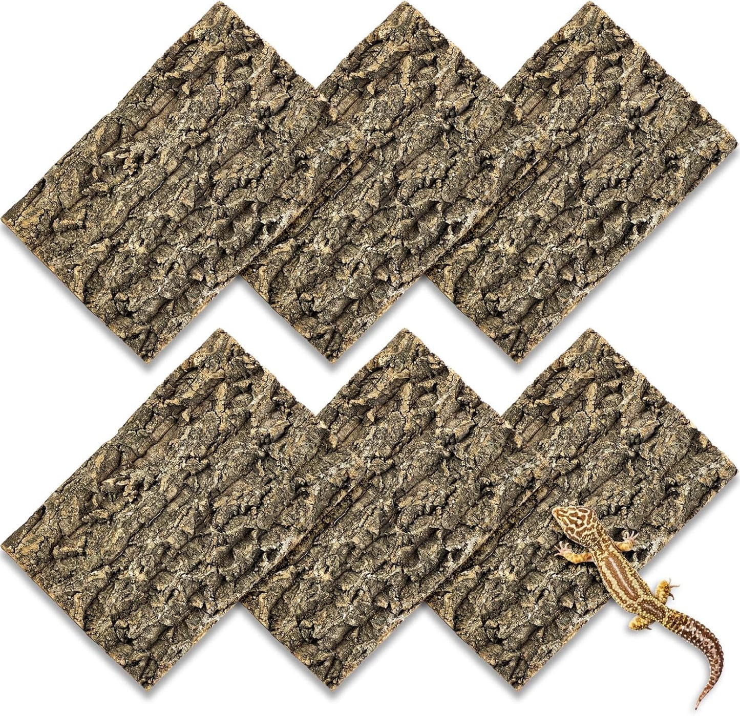 2 PCS Cork Bark Background, 11.6" x 7.7" Natural Reptile Terrarium Backdrop, Reptile Climbing Wall Decor for Bearded Dragon, Gecko, Chameleon, Snake