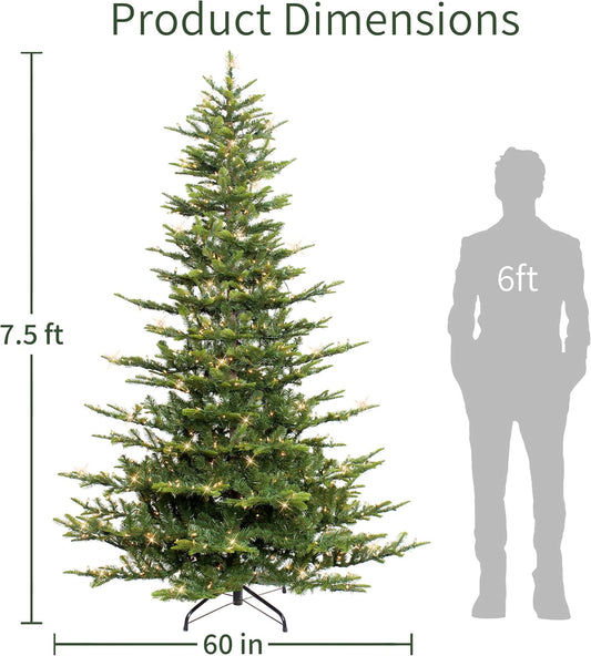 7.5ft Pre-Lit Aspen Fir Artificial Christmas Tree