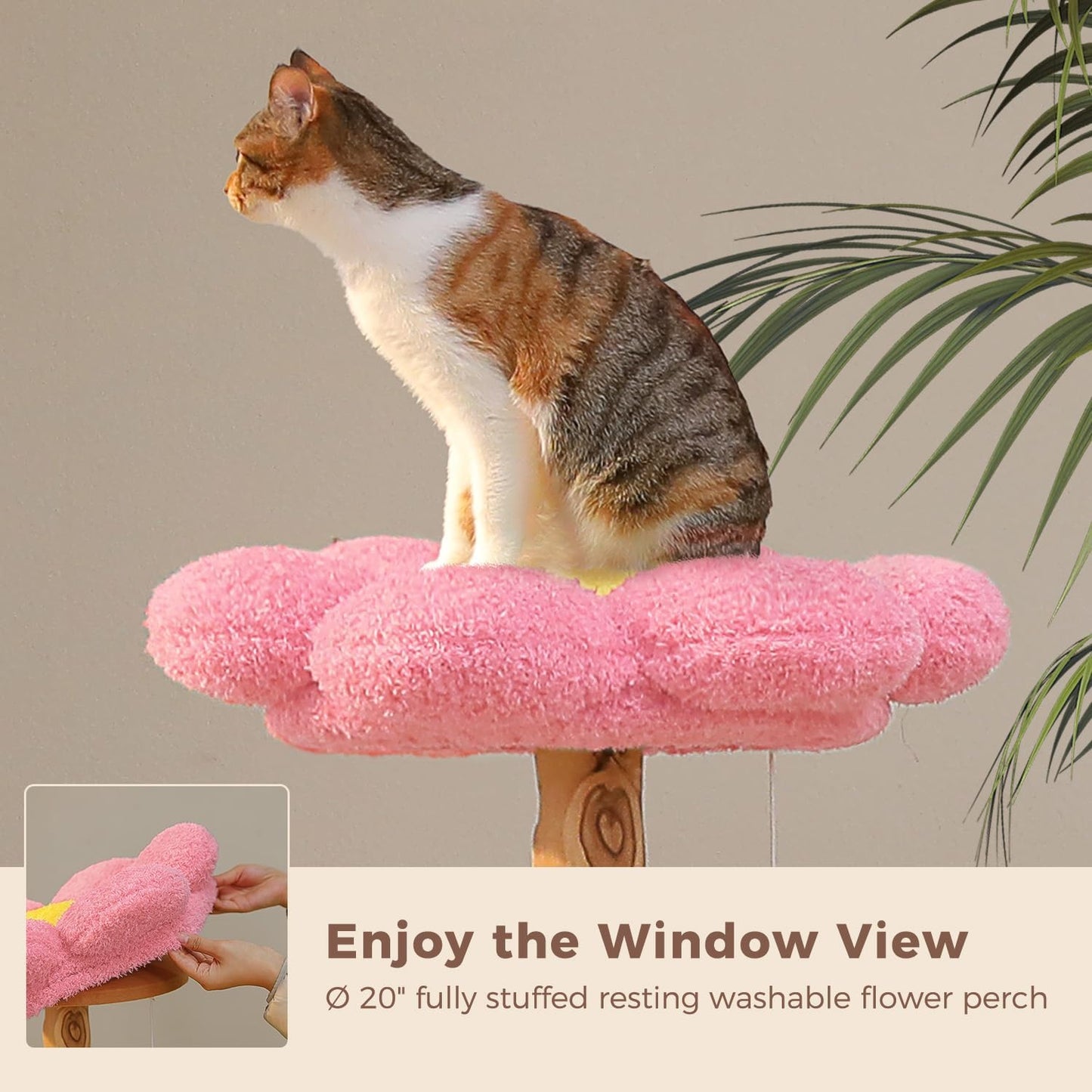 Forest Cat Tree with Flower Condos, Cute Tall Cat Tower with Scratching Posts & Padded Perch, Multi-Level Kitty Activity Center for Indoor Cats, Indoor Jungle Gym Furniture