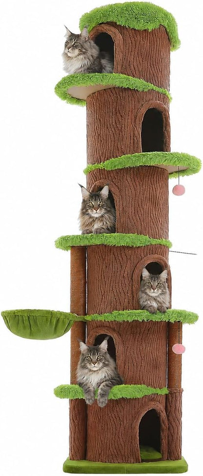 Forest Cat Tree with Flower Condos, Cute Tall Cat Tower with Scratching Posts & Padded Perch, Multi-Level Kitty Activity Center for Indoor Cats, Indoor Jungle Gym Furniture