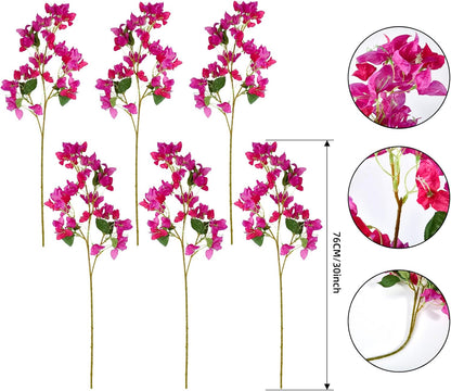 8PCS Silk Bougainvillea Artificial Flowers, UV Resistant, 48 Branches, Long Stems Faux Flower, Realistic Fake Bougainvillea Vines, for Wedding Porch Home Party Garden DIY Decor - 38 inch (Fuchsia)