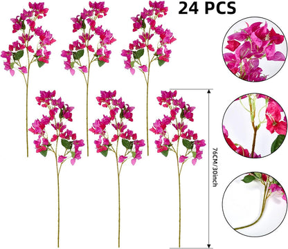 8PCS Silk Bougainvillea Artificial Flowers, UV Resistant, 48 Branches, Long Stems Faux Flower, Realistic Fake Bougainvillea Vines, for Wedding Porch Home Party Garden DIY Decor - 38 inch (Fuchsia)