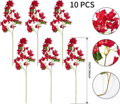 8PCS Silk Bougainvillea Artificial Flowers, UV Resistant, 48 Branches, Long Stems Faux Flower, Realistic Fake Bougainvillea Vines, for Wedding Porch Home Party Garden DIY Decor - 38 inch (Fuchsia)