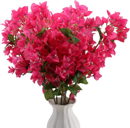8PCS Silk Bougainvillea Artificial Flowers, UV Resistant, 48 Branches, Long Stems Faux Flower, Realistic Fake Bougainvillea Vines, for Wedding Porch Home Party Garden DIY Decor - 38 inch (Fuchsia)