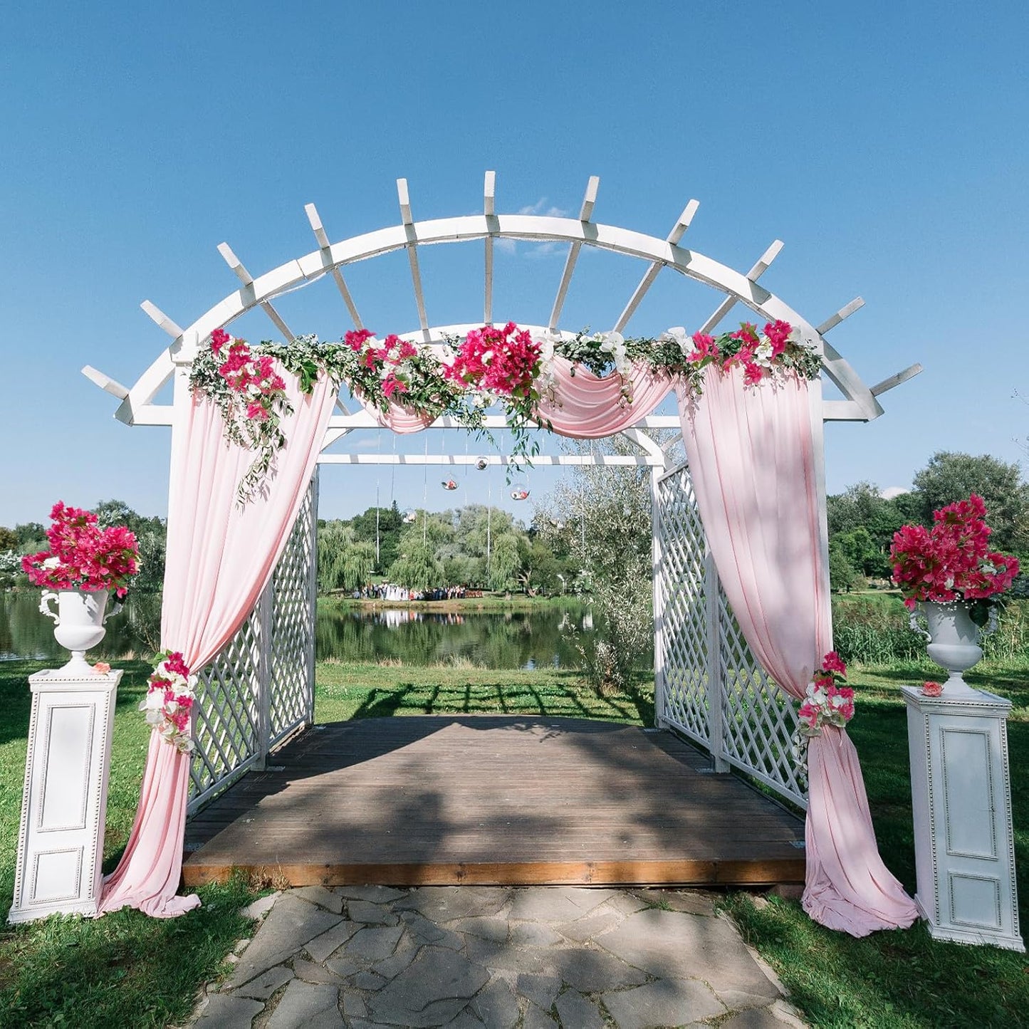 8PCS Silk Bougainvillea Artificial Flowers, UV Resistant, 48 Branches, Long Stems Faux Flower, Realistic Fake Bougainvillea Vines, for Wedding Porch Home Party Garden DIY Decor - 38 inch (Fuchsia)