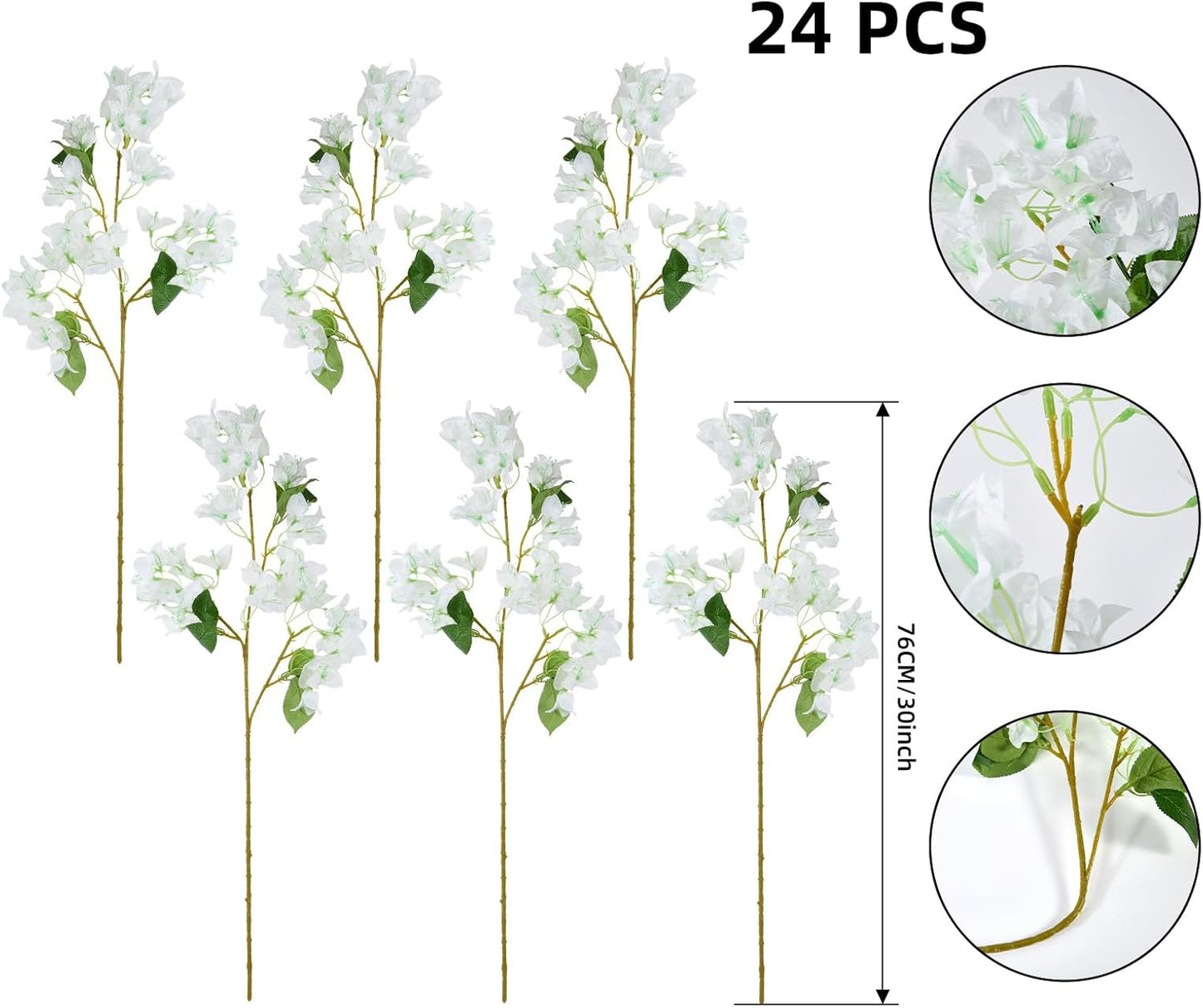 8PCS Silk Bougainvillea Artificial Flowers, UV Resistant, 48 Branches, Long Stems Faux Flower, Realistic Fake Bougainvillea Vines, for Wedding Porch Home Party Garden DIY Decor - 38 inch (Fuchsia)