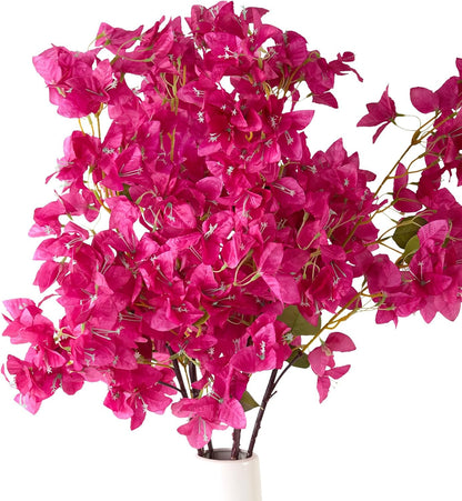 8PCS Silk Bougainvillea Artificial Flowers, UV Resistant, 48 Branches, Long Stems Faux Flower, Realistic Fake Bougainvillea Vines, for Wedding Porch Home Party Garden DIY Decor - 38 inch (Fuchsia)