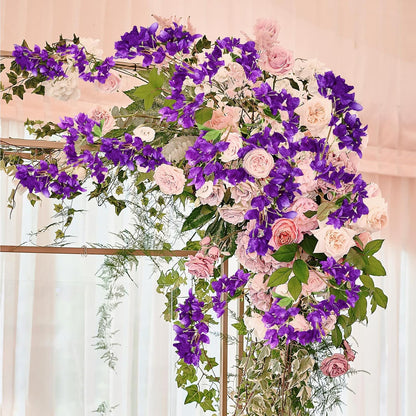 8PCS Silk Bougainvillea Artificial Flowers, UV Resistant, 48 Branches, Long Stems Faux Flower, Realistic Fake Bougainvillea Vines, for Wedding Porch Home Party Garden DIY Decor - 38 inch (Fuchsia)
