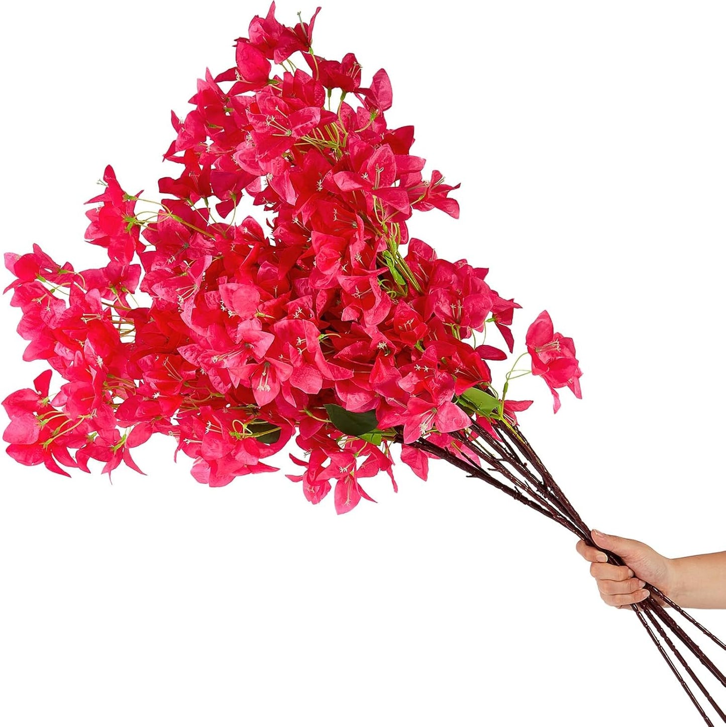8PCS Silk Bougainvillea Artificial Flowers, UV Resistant, 48 Branches, Long Stems Faux Flower, Realistic Fake Bougainvillea Vines, for Wedding Porch Home Party Garden DIY Decor - 38 inch (Fuchsia)