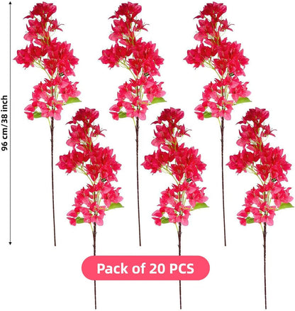 8PCS Silk Bougainvillea Artificial Flowers, UV Resistant, 48 Branches, Long Stems Faux Flower, Realistic Fake Bougainvillea Vines, for Wedding Porch Home Party Garden DIY Decor - 38 inch (Fuchsia)