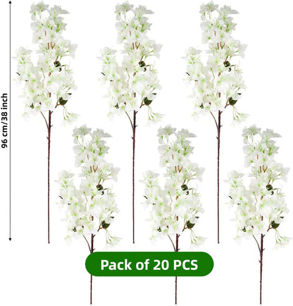 8PCS Silk Bougainvillea Artificial Flowers, UV Resistant, 48 Branches, Long Stems Faux Flower, Realistic Fake Bougainvillea Vines, for Wedding Porch Home Party Garden DIY Decor - 38 inch (Fuchsia)