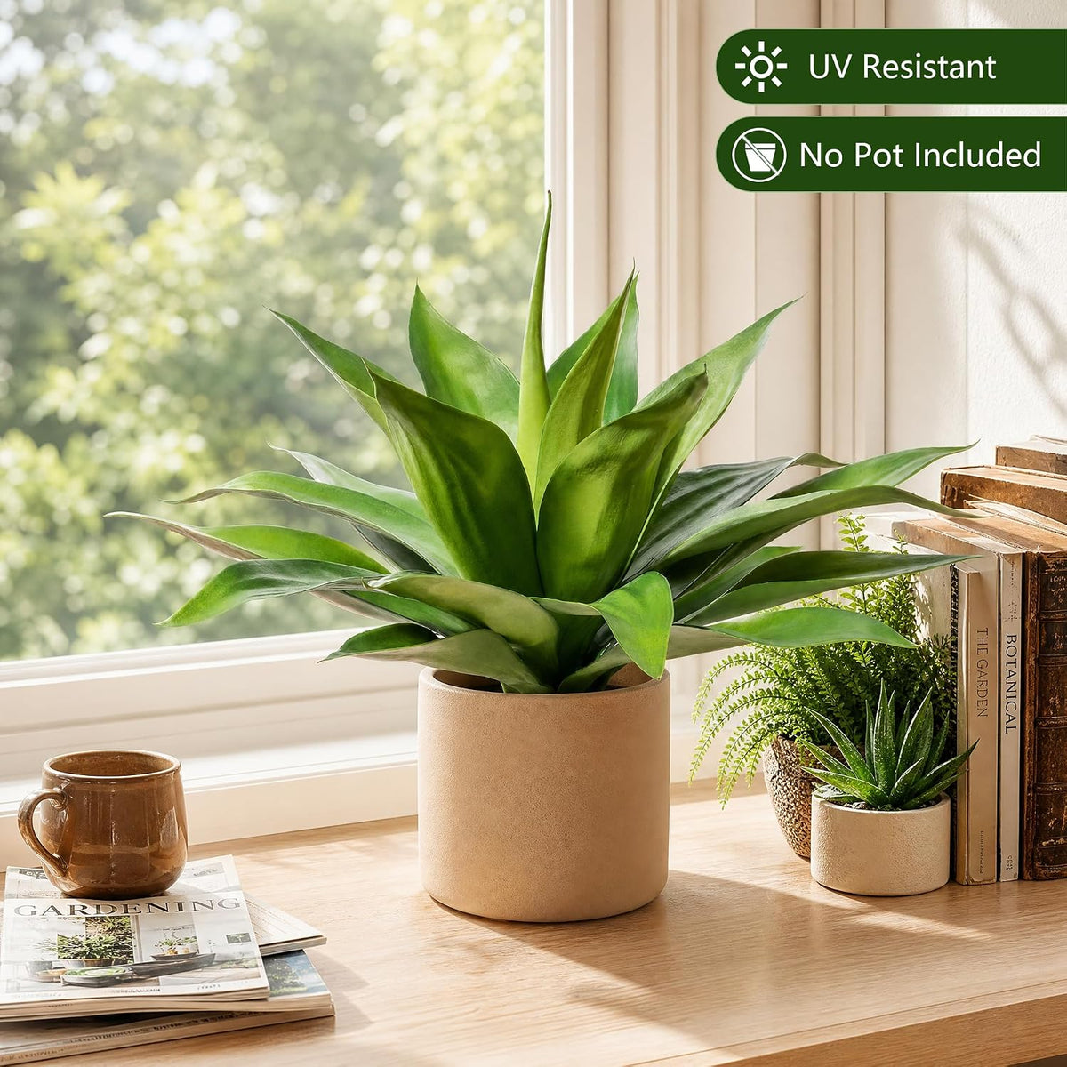 Artificial Agave Plants,Large UV Resistant Fake Agave Planters for Indoor and Outdoor Decorating Artificial Plants for Outdoors Fake Plants 2Pack, 28" Red
