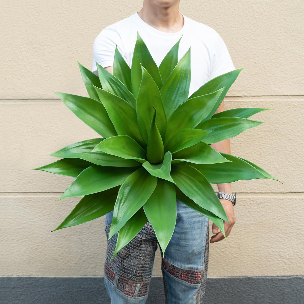 Artificial Agave Plants,Large UV Resistant Fake Agave Planters for Indoor and Outdoor Decorating Artificial Plants for Outdoors Fake Plants 2Pack, 28" Red