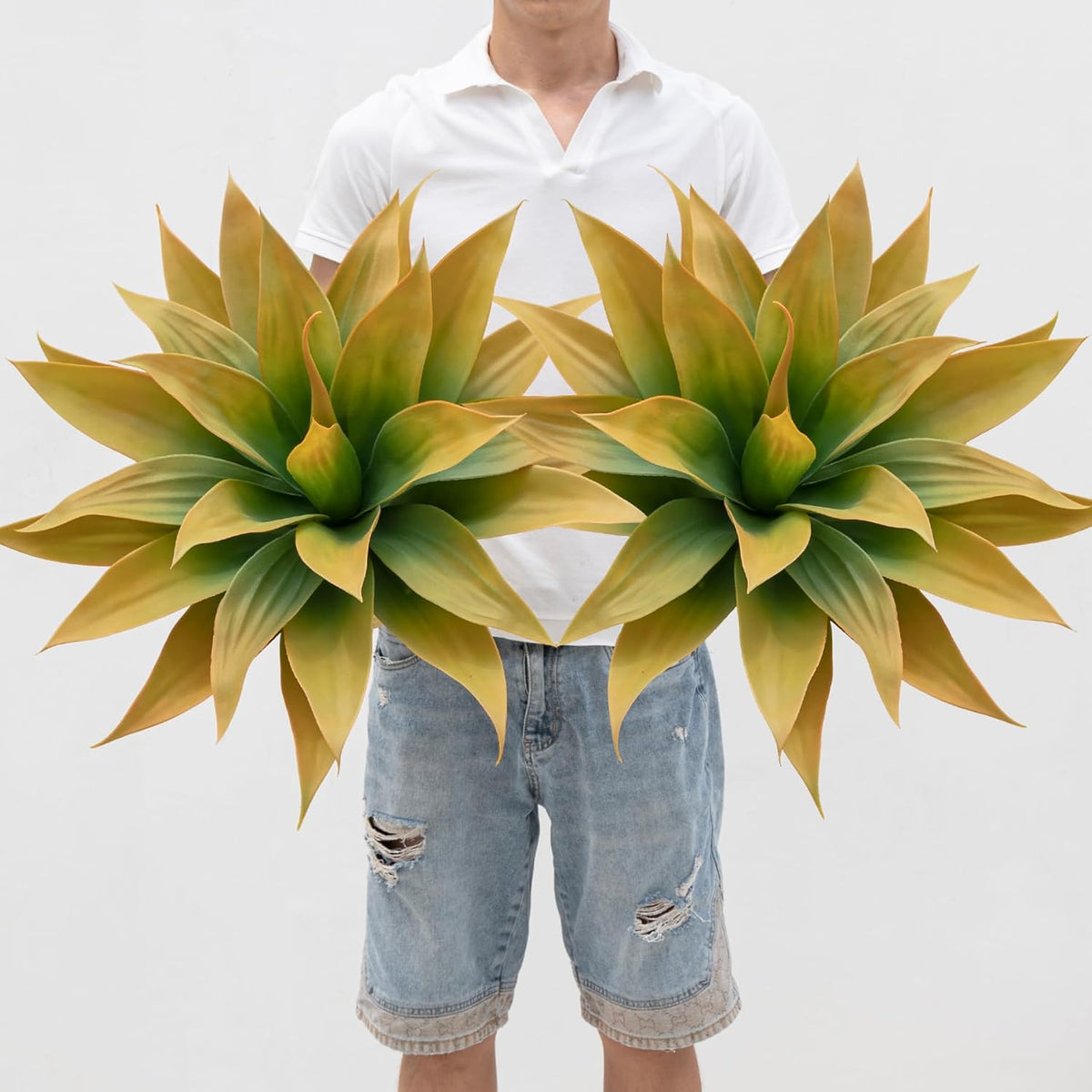 Artificial Agave Plants,Large UV Resistant Fake Agave Planters for Indoor and Outdoor Decorating Artificial Plants for Outdoors Fake Plants 2Pack, 28" Red